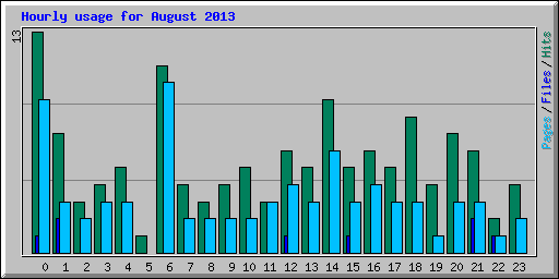 Hourly usage for August 2013